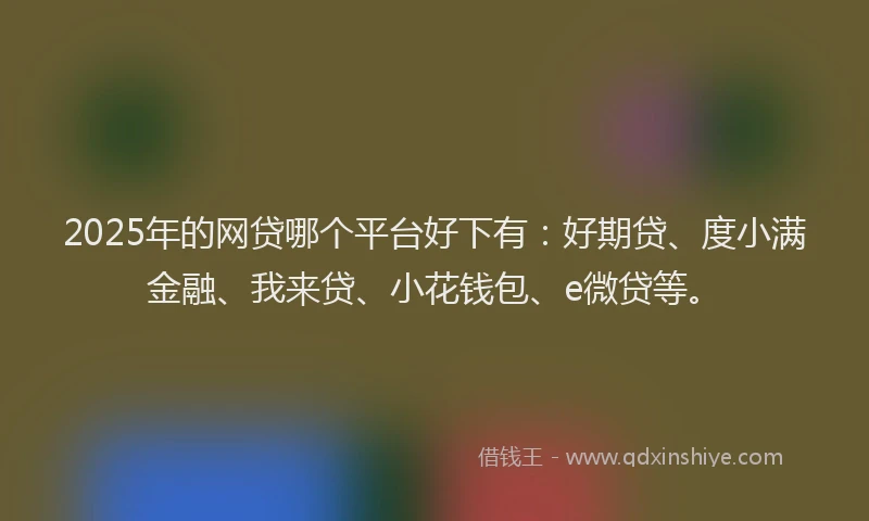 2025年的网贷哪个平台好下有：好期贷、度小满金融、我来贷、小花钱包、e微贷等。