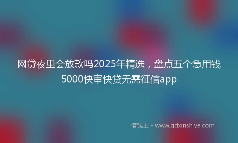 网贷夜里会放款吗2025年精选，盘点五个急用钱5000快审快贷无需征信app