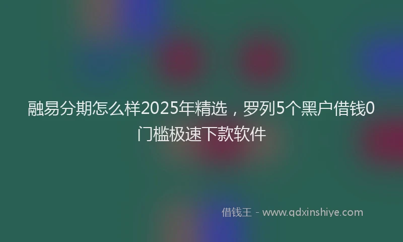 融易分期怎么样2025年精选，罗列5个黑户借钱0门槛极速下款软件