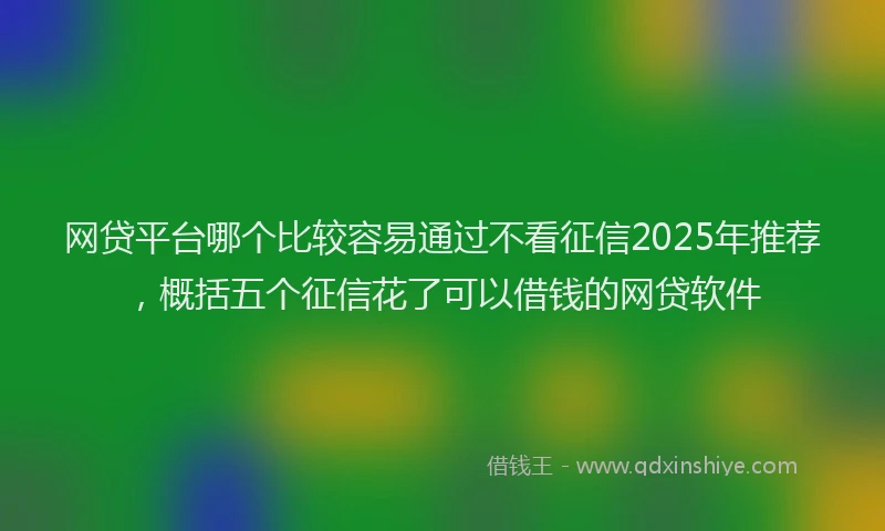 网贷平台哪个比较容易通过不看征信2025年推荐，概括五个征信花了可以借钱的网贷软件