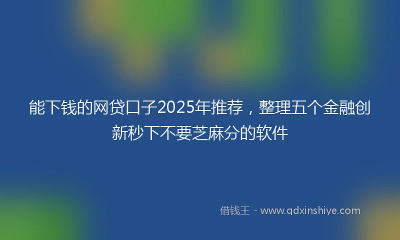 能下钱的网贷口子2025年推荐，整理五个金融创新秒下不要芝麻分的软件