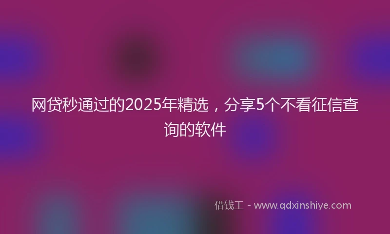 网贷秒通过的2025年精选，分享5个不看征信查询的软件