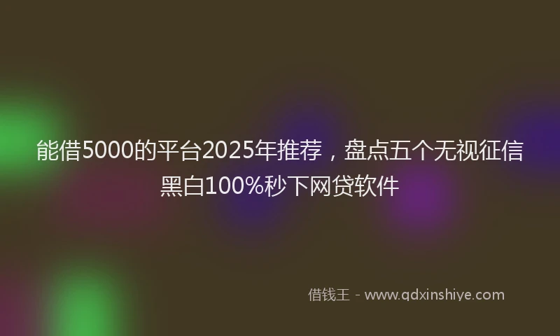 能借5000的平台2025年推荐，盘点五个无视征信黑白100%秒下网贷软件