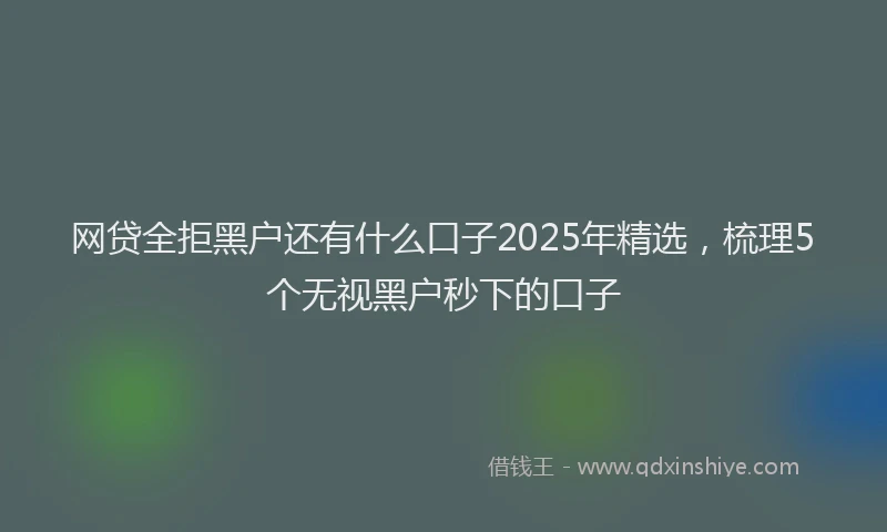 网贷全拒黑户还有什么口子2025年精选，梳理5个无视黑户秒下的口子