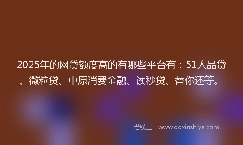 2025年的网贷额度高的有哪些平台有：51人品贷、微粒贷、中原消费金融、读秒贷、替你还等。