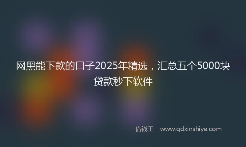 网黑能下款的口子2025年精选，汇总五个5000块贷款秒下软件