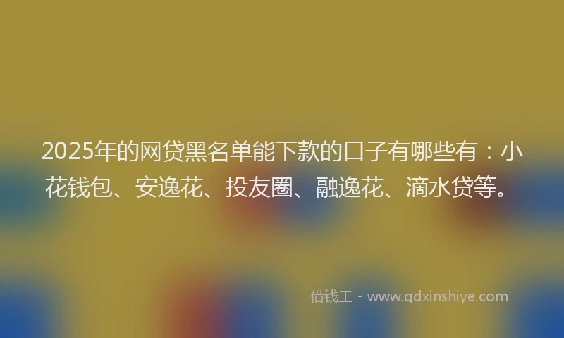 2025年的网贷黑名单能下款的口子有哪些有：小花钱包、安逸花、投友圈、融逸花、滴水贷等。