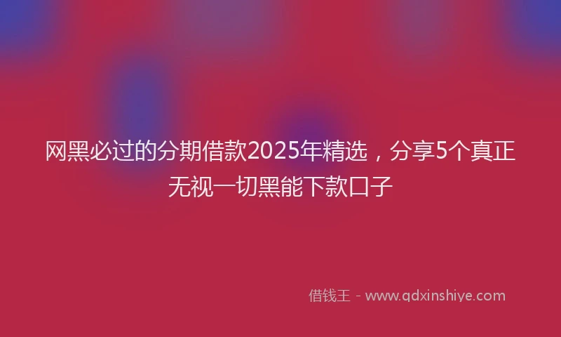 网黑必过的分期借款2025年精选，分享5个真正无视一切黑能下款口子