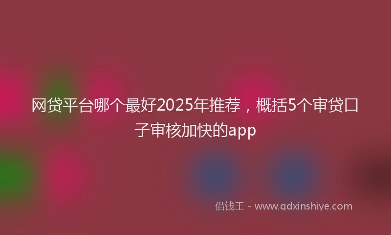 网贷平台哪个最好2025年推荐，概括5个审贷口子审核加快的app