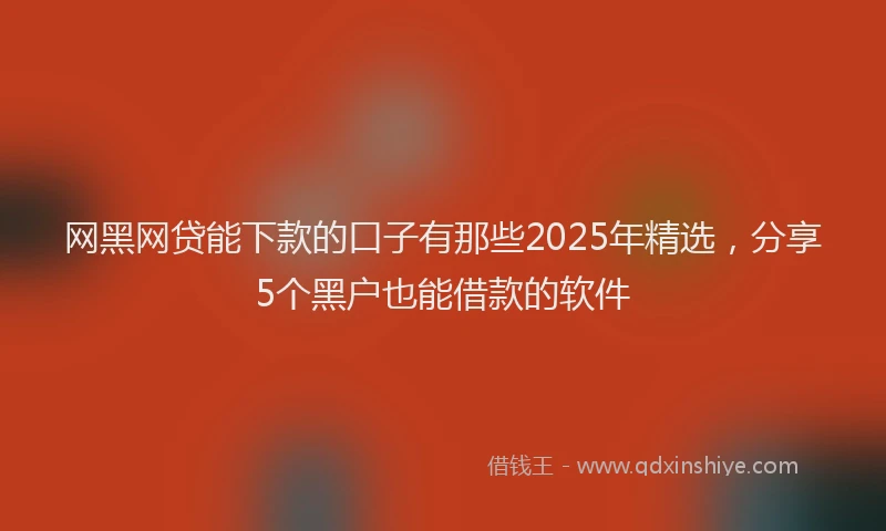 网黑网贷能下款的口子有那些2025年精选，分享5个黑户也能借款的软件