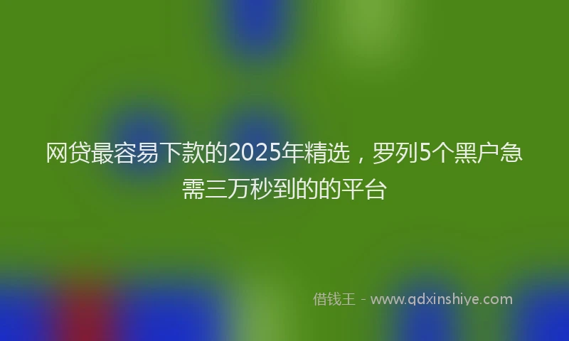 网贷最容易下款的2025年精选，罗列5个黑户急需三万秒到的的平台