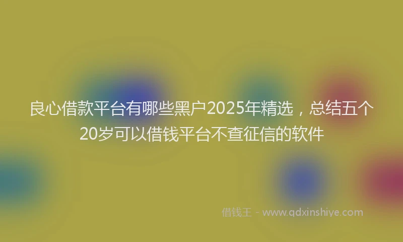 良心借款平台有哪些黑户2025年精选，总结五个20岁可以借钱平台不查征信的软件