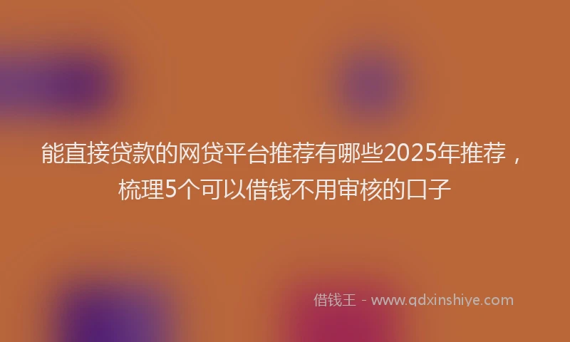 能直接贷款的网贷平台推荐有哪些2025年推荐，梳理5个可以借钱不用审核的口子