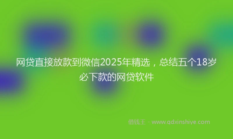 网贷直接放款到微信2025年精选，总结五个18岁必下款的网贷软件