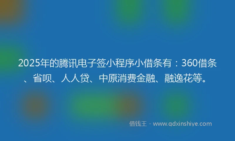 2025年的腾讯电子签小程序小借条有：360借条、省呗、人人贷、中原消费金融、融逸花等。