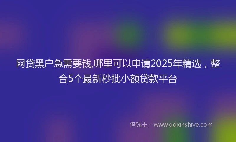 网贷黑户急需要钱,哪里可以申请2025年精选，整合5个最新秒批小额贷款平台