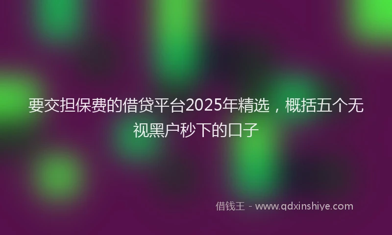要交担保费的借贷平台2025年精选，概括五个无视黑户秒下的口子