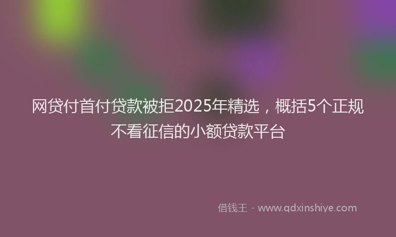 网贷付首付贷款被拒2025年精选，概括5个正规不看征信的小额贷款平台