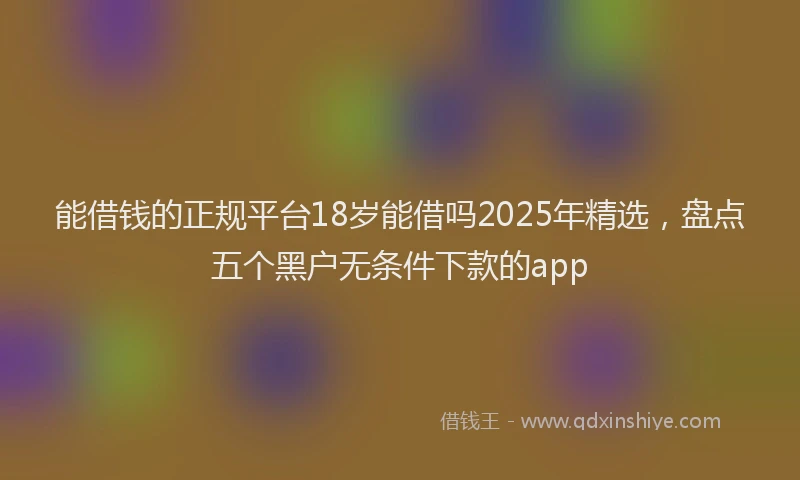 能借钱的正规平台18岁能借吗2025年精选，盘点五个黑户无条件下款的app