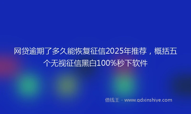 网贷逾期了多久能恢复征信2025年推荐，概括五个无视征信黑白100%秒下软件