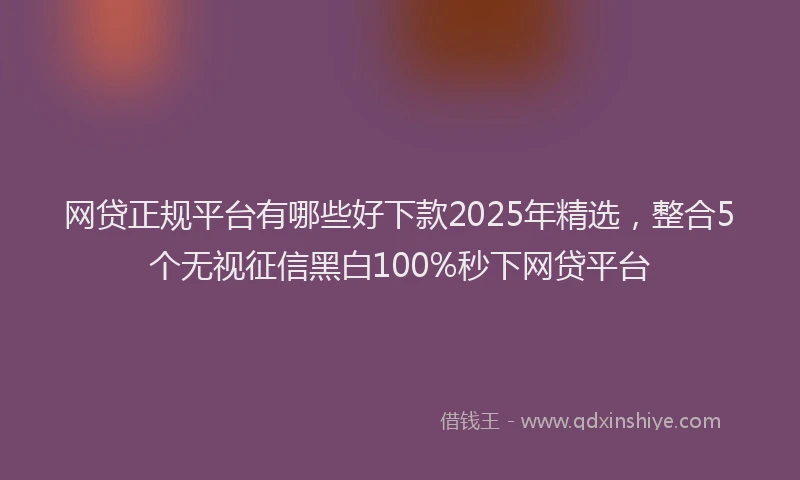 网贷正规平台有哪些好下款2025年精选，整合5个无视征信黑白100%秒下网贷平台