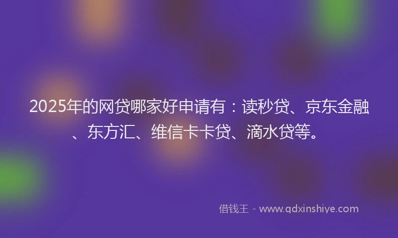 2025年的网贷哪家好申请有：读秒贷、京东金融、东方汇、维信卡卡贷、滴水贷等。
