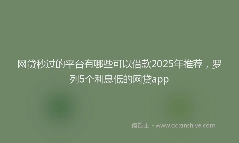 网贷秒过的平台有哪些可以借款2025年推荐，罗列5个利息低的网贷app