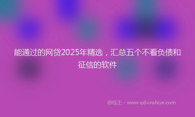 能通过的网贷2025年精选，汇总五个不看负债和征信的软件