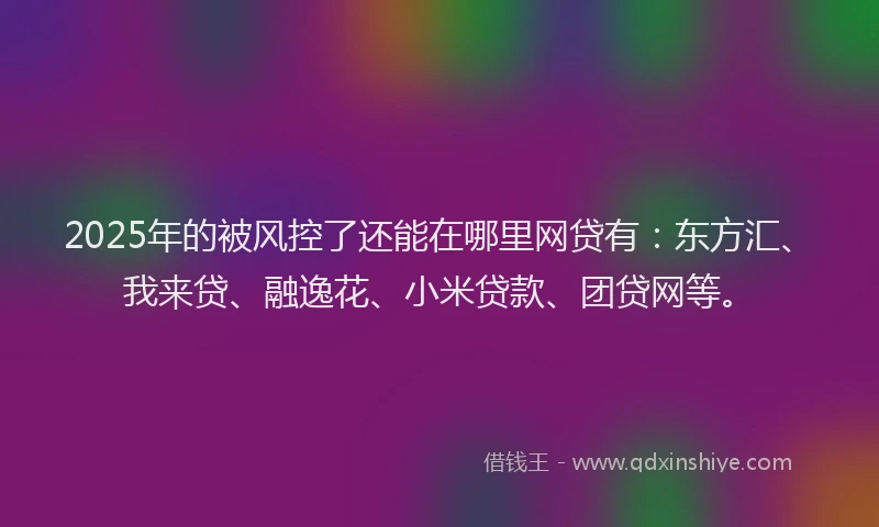 2025年的被风控了还能在哪里网贷有：东方汇、我来贷、融逸花、小米贷款、团贷网等。