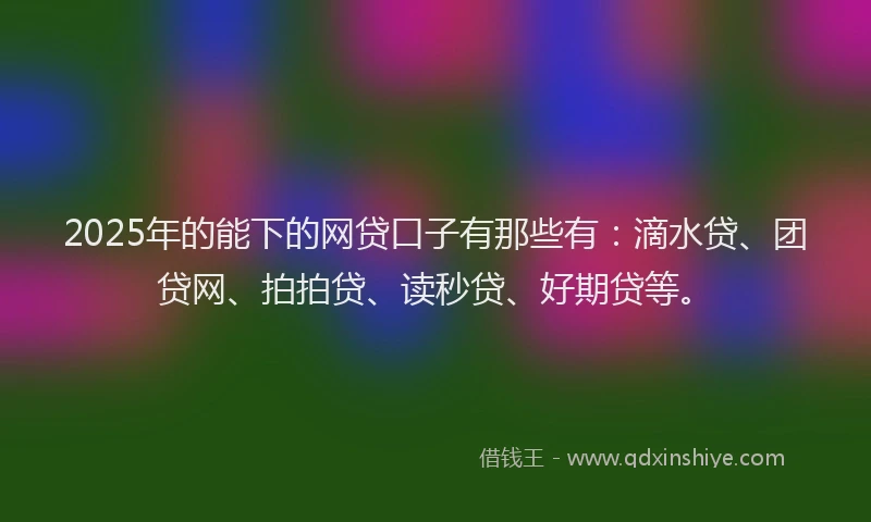 2025年的能下的网贷口子有那些有：滴水贷、团贷网、拍拍贷、读秒贷、好期贷等。