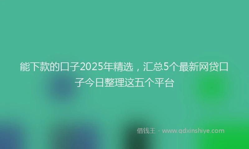 能下款的口子2025年精选，汇总5个最新网贷口子今日整理这五个平台