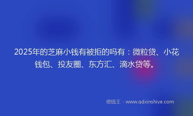 2025年的芝麻小钱有被拒的吗有：微粒贷、小花钱包、投友圈、东方汇、滴水贷等。