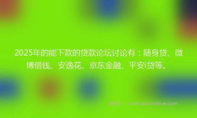 2025年的能下款的贷款论坛讨论有：随身贷、微博借钱、安逸花、京东金融、平安i贷等。