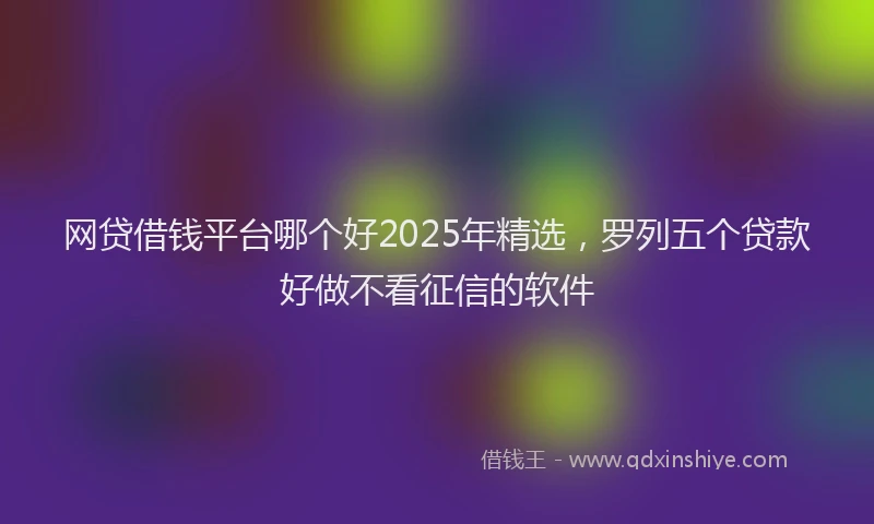 网贷借钱平台哪个好2025年精选，罗列五个贷款好做不看征信的软件