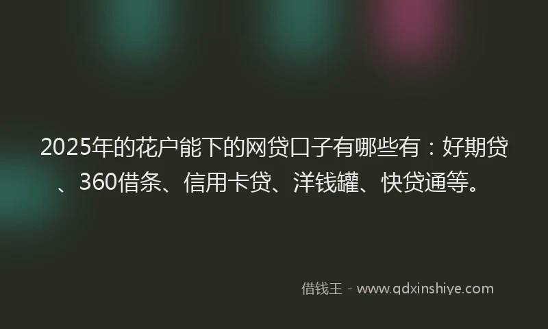 2025年的花户能下的网贷口子有哪些有：好期贷、360借条、信用卡贷、洋钱罐、快贷通等。