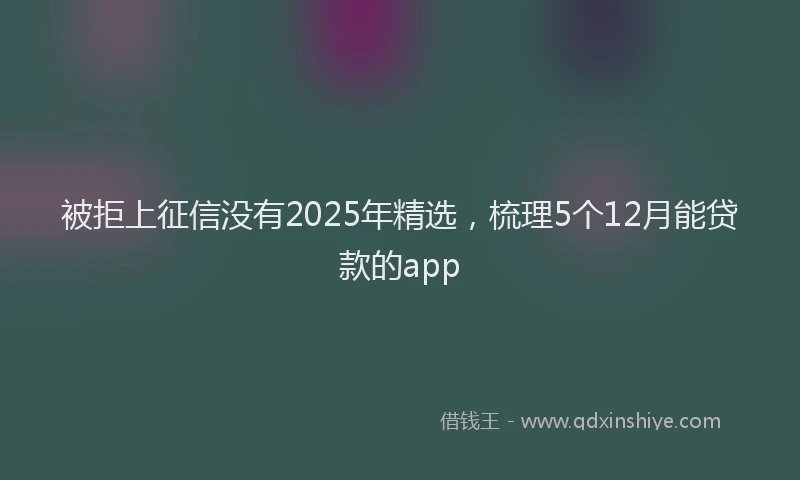 被拒上征信没有2025年精选，梳理5个12月能贷款的app
