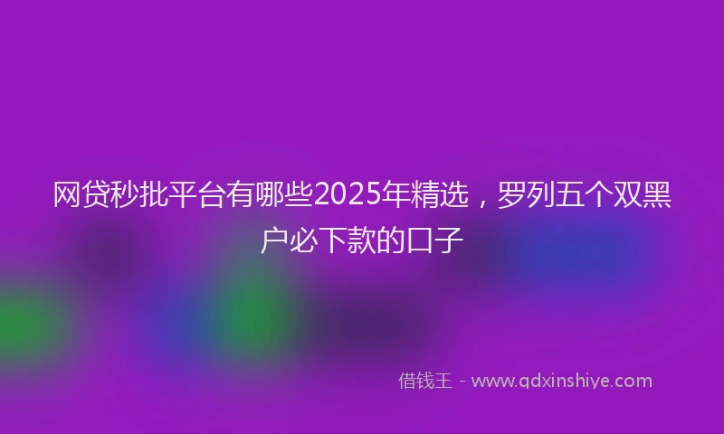 网贷秒批平台有哪些2025年精选，罗列五个双黑户必下款的口子
