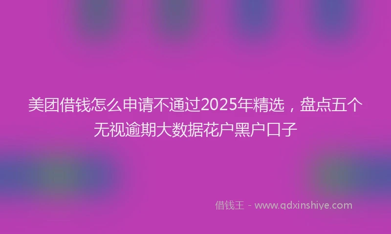 美团借钱怎么申请不通过2025年精选，盘点五个无视逾期大数据花户黑户口子
