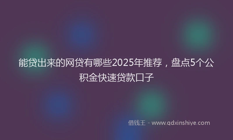 能贷出来的网贷有哪些2025年推荐，盘点5个公积金快速贷款口子