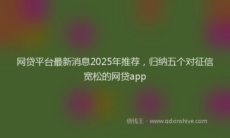 网贷平台最新消息2025年推荐，归纳五个对征信宽松的网贷app