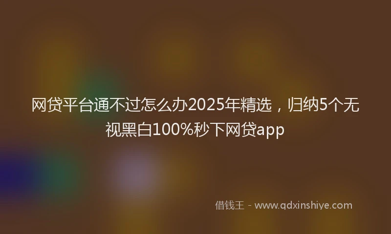 网贷平台通不过怎么办2025年精选，归纳5个无视黑白100%秒下网贷app