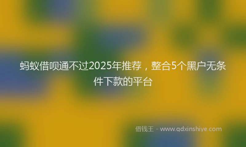 蚂蚁借呗通不过2025年推荐，整合5个黑户无条件下款的平台
