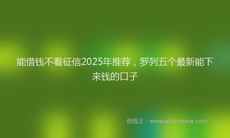 能借钱不看征信2025年推荐，罗列五个最新能下来钱的口子