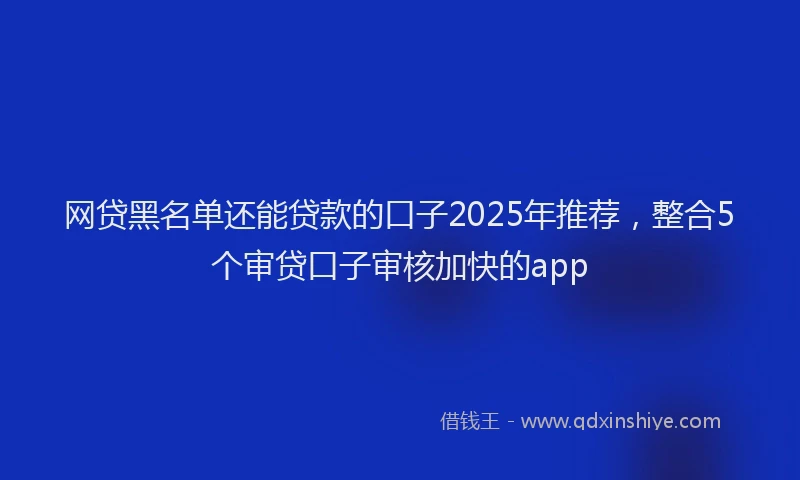 网贷黑名单还能贷款的口子2025年推荐，整合5个审贷口子审核加快的app