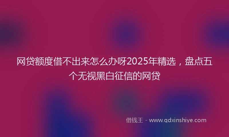 网贷额度借不出来怎么办呀2025年精选，盘点五个无视黑白征信的网贷