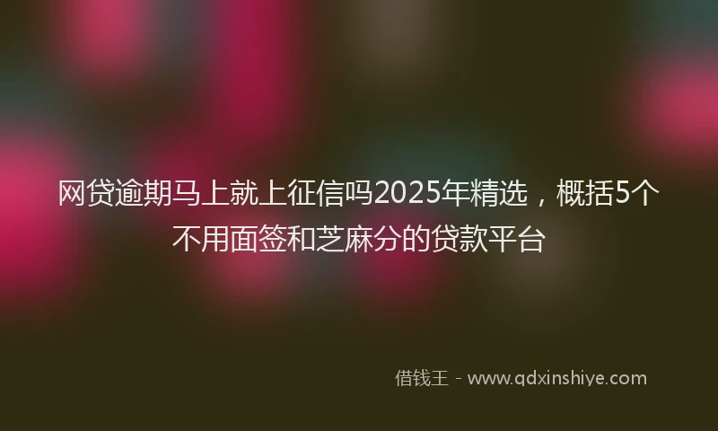 网贷逾期马上就上征信吗2025年精选，概括5个不用面签和芝麻分的贷款平台