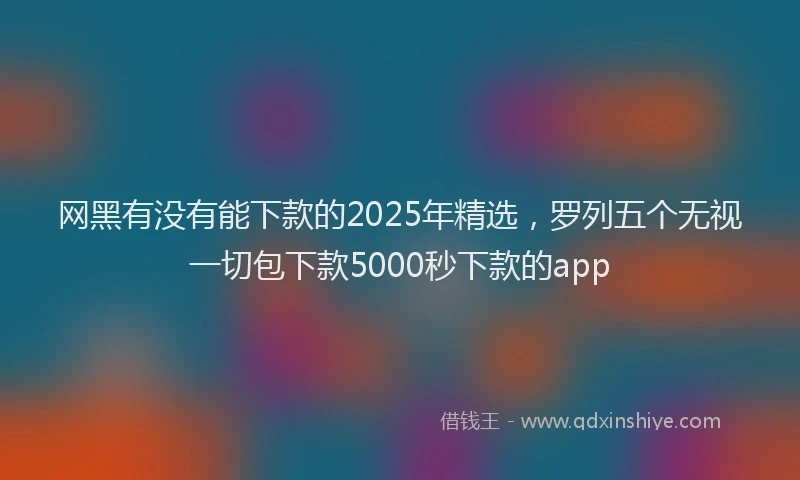 网黑有没有能下款的2025年精选，罗列五个无视一切包下款5000秒下款的app