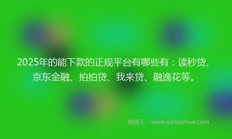 2025年的能下款的正规平台有哪些有：读秒贷、京东金融、拍拍贷、我来贷、融逸花等。