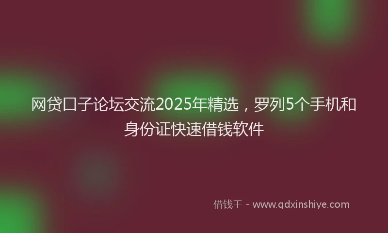 网贷口子论坛交流2025年精选，罗列5个手机和身份证快速借钱软件