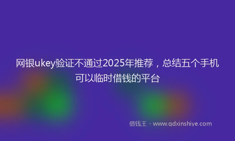 网银ukey验证不通过2025年推荐，总结五个手机可以临时借钱的平台